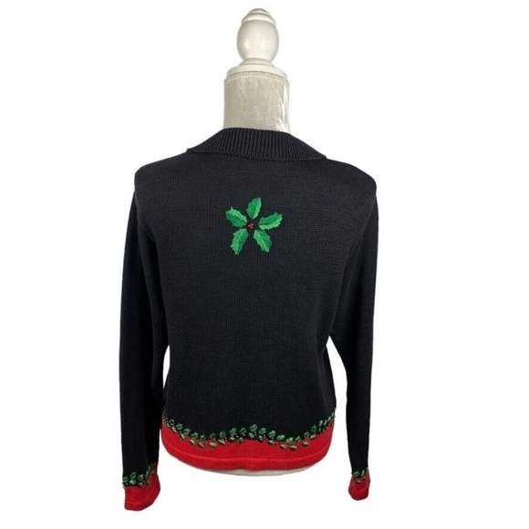 Victoria Jones Petite Embellished Nutcracker Christmas Cardigan Sweater Beads PM - Picture 9 of 13